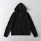casual slight stretch lace trim zip-up hooded sweatshirts(size run small)_Black