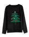 christmas stylish slight stretch christmas tree knitted all-match sweater_Black