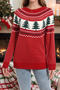 christmas stylish slight stretch knitted 3 colors jacquard all-match sweater_Red