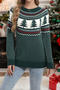 christmas stylish slight stretch knitted 3 colors jacquard all-match sweater_Red_Dark Green