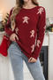 christmas stylish slight stretch knitted 3 colors loose all-match sweater_Black_White_Rose Red