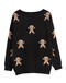 christmas stylish slight stretch knitted 3 colors loose all-match sweater_Black