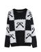 christmas stylish slight stretch bow knitted 3 colors all-match sweater_Black