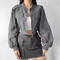 casual non-stretch 4 colors crew neck zip-up jacket(size run small)_Black_White_Dark Gray