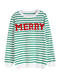christmas stylish slight stretch stripe and letter knitted all-match sweater_Red_Green
