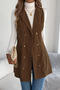 stylish slight stretch corduroy double-breasted all-match blazer vest(only vest)_Rose Red_Khaki _Brown