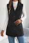 stylish slight stretch corduroy single-breasted all-match blazer vest(only vest)_Black