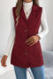 stylish slight stretch corduroy single-breasted all-match blazer vest(only vest)_Black_Rose Red