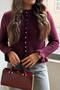 casual slight stretch knitted 4 colors single-breasted all-match sweater_Gray_Pink_Rose Red