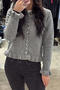 casual slight stretch knitted 4 colors single-breasted all-match sweater_Gray