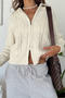 casual slight stretch twist knitted 4 colors turndown collar all-match sweater_White