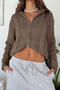casual slight stretch twist knitted 4 colors turndown collar all-match sweater_White_Gray_Rose Red_Brown