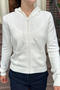 casual slight stretch knitted 4 colors hooded zip-up all-match sweater_White