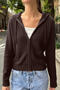 casual slight stretch knitted 4 colors hooded zip-up all-match sweater_White_Gray_Dark Blue_Brown