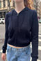 casual slight stretch knitted 4 colors hooded zip-up all-match sweater_White_Gray_Dark Blue