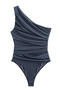 exquisite slight stretch one shoulder mesh shirring bodysuit_Black_Haze Blue