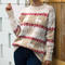 christmas slight stretch snowflake elk jacquard knitted all-match sweater_Pink_Red_Sky Blue_Khaki