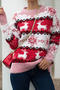 christmas slight stretch snowflake elk jacquard knitted all-match sweater_Pink_Red