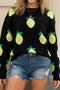 casual slight stretch lemon knitted all-match sweater(only sweater)_Black