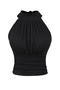 sexy slight stretch halter-neck 6colors padded tank top(size run small)_Black
