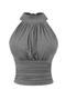 sexy slight stretch halter-neck 6colors padded tank top(size run small)_Black_Dark Gray