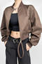 casual non-stretch 4 colors zip-up crew neck jacket(size run small)_Black_Rose Red_Dark Blue_Brown