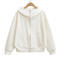 casual slight stretch 5 colors hooded zip-up sweatshirts(size run small)_Black_White