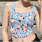 xs-l stylish slight stretch floral printing all-match crop vest_Sky Blue