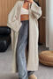 casual slight stretch ribbed knit solid color long jacket_Black_Pink_Beige