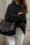 casual slight stretch hooded solid color sweatshirts_Black
