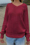 casual slight stretch 4 colors v-neck solid color sweaters_White_Pink_Rose Red