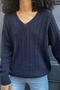 casual slight stretch 4 colors v-neck solid color sweaters_White_Pink_Rose Red_Dark Blue
