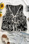 xs-l stylish no-stretch 3 colors v-neck lace-up all-match vest_Black