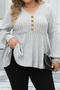 casual plus size slight stretch 4 colors v-neck all-match knit wear_Black_Gray