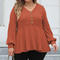 casual plus size slight stretch 4 colors v-neck all-match knit wear_Black_Gray_Sky Blue_Reddish Brown