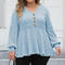 casual plus size slight stretch 4 colors v-neck all-match knit wear_Black_Gray_Sky Blue