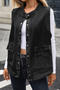 casual non-stretch solid color loose single-breasted all-match denim vest_Black