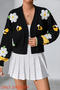 stylish slight stretch flower jacquard all-match sweater(only sweater)_Black