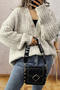 casual slight stretch solid color single-breasted loose thickened knitted cardigan_Dark Gray_Beige