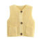 casual slight stretch 14 colors solid color single-breasted pocket knit vest_Black_White_Pink_Red_Yellow