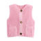 casual slight stretch 14 colors solid color single-breasted pocket knit vest_Black_White_Pink