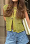 casual slight stretch 14 colors solid color single-breasted pocket knit vest_Black_White_Pink_Red_Yellow_Deep Yellow_Green