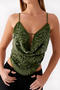 sexy slight stretch sling sequins beaded decor large backless vest new add color_Pink_Dark Green