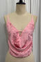 sexy slight stretch sling sequins beaded decor large backless vest new add color_Pink