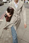 casual non-stretch hooded solid color with belt long jacket_Black_White_Khaki