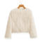 casual non-stretch solid color crew neck tassels jacket_Sky Blue_Beige
