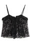 sexy non-stretch ruffle sequin decor tank top_Black