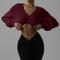 xs-xl stylish slight stretch knitted 3 colors v-neck all-match crop sweater_Rose Red