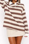 casual non-stretch striped printed loose polo shirt_Dark Green_Brown