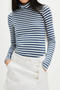 casual slight stretch 5-colors high collar striped slim-fit t-shirt_Black_Red_Rose Red_Green_Blue